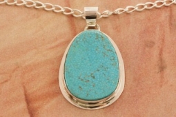Genuine Kingman Turquoise Sterling Silver Pendant